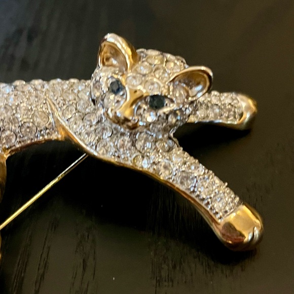 For Lisa Vintage large cat shoulder pin/brooch, rhinestone - Picture 3 of 4